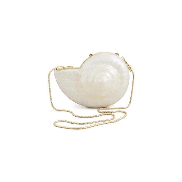 SIMKHAI Marion Acrylic Shell Clutch Pearl One Size
