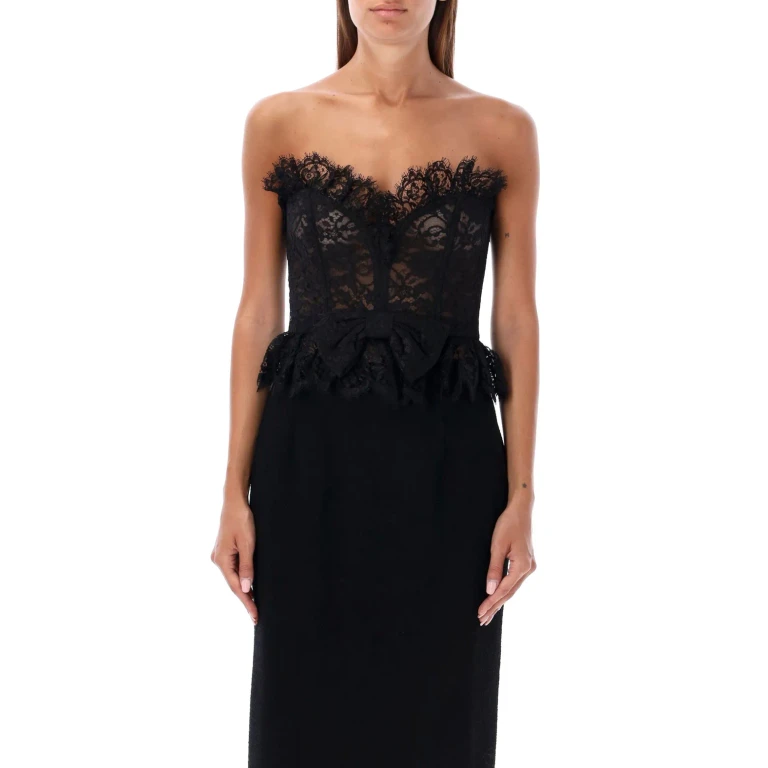 Alessandra Rich Bow Lace Bustier Top