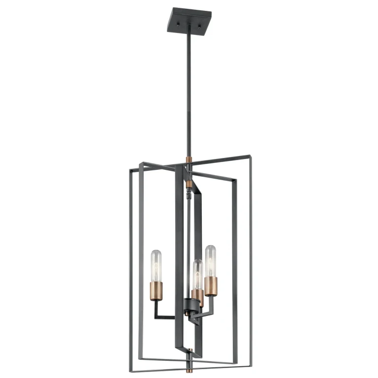 Taubert 15" 3-Light Foyer Pendant in Black