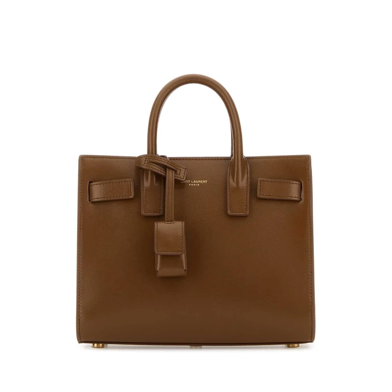 Saint Laurent Brown Leather Nano Sac De Jour Handbag Fox/fox Borse A Mano - Women