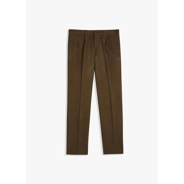 Doppiaa Aalghero Straight-Leg Pleated Moleskin Trousers Brown - Unisex
