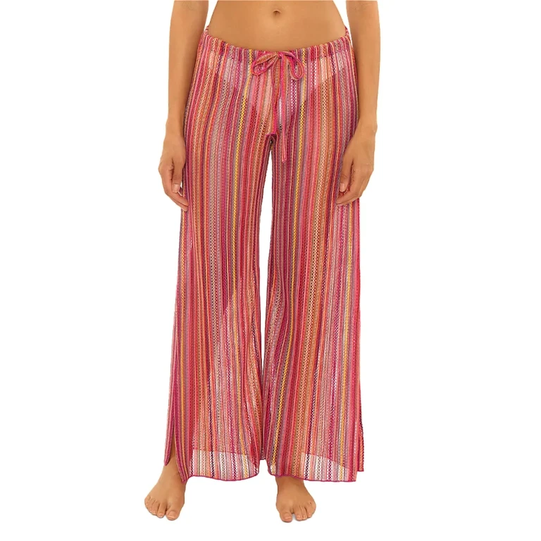 Becca by Rebecca Virtue Seaside Crochet Stripe Swim Cover-Up Pants
