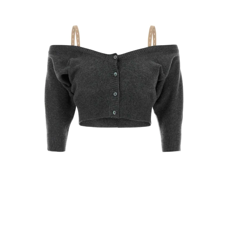 Miu Miu Dark Grey Cashmere Cardigan Ardesia Exterior: Maglieria - Women