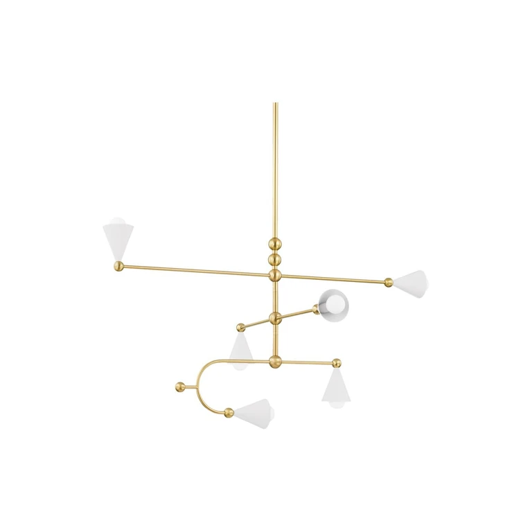 Mitzi Hikari 6-Light Chandelier in Aged Brass and Soft White