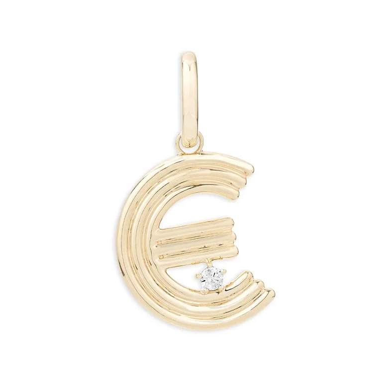 Adina Reyter 14K Yellow Gold Groovy Diamond Initial Pendant