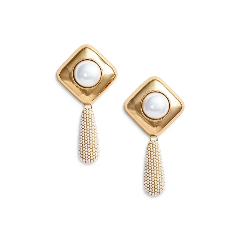 Self-Portrait Imitation Pearl Drop Earrings in 18K Gold Plated