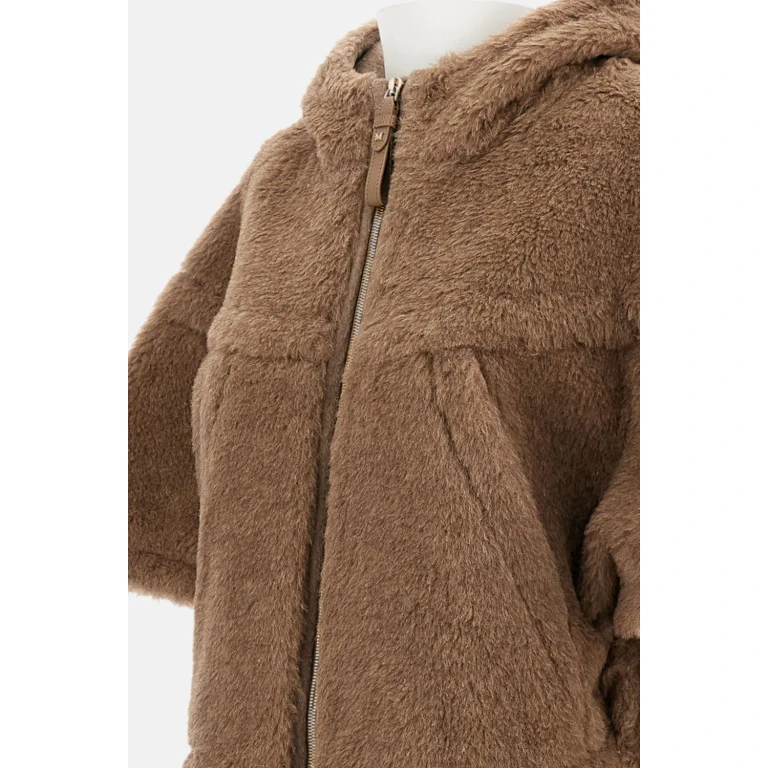 Max Mara Short Cape In Alpaca Teddy Petalo4