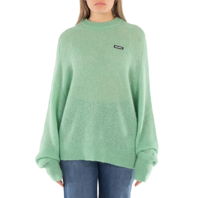 Rotate Ladies Grayed Jade Light Knit Logo Sweater