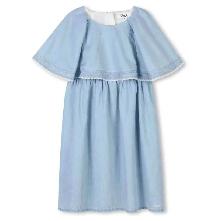Chloe Kids Ruffle Sleeve Cotton Dress, Size 14