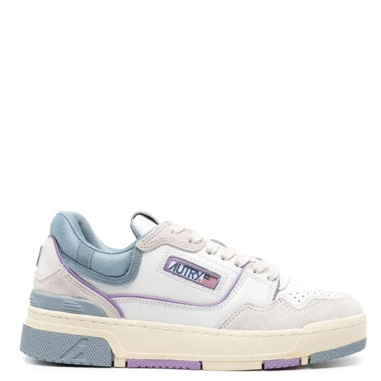 Autry Ladies Blue Low Top Leather Trainer Sneakers