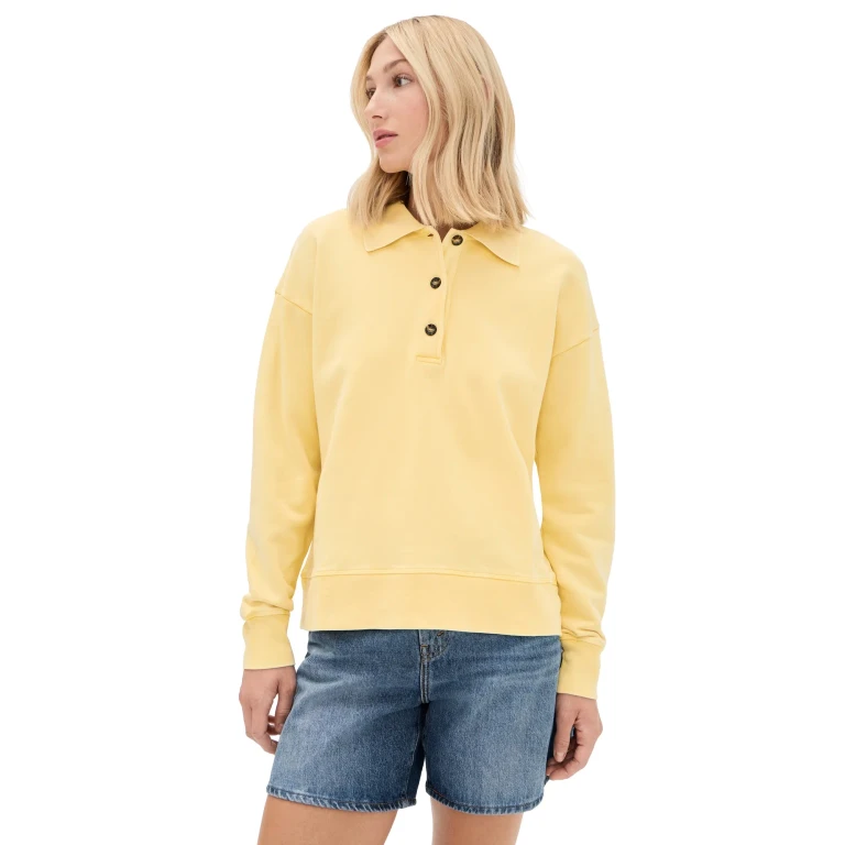 La Ligne Garment Washed Howard Polo Butter S