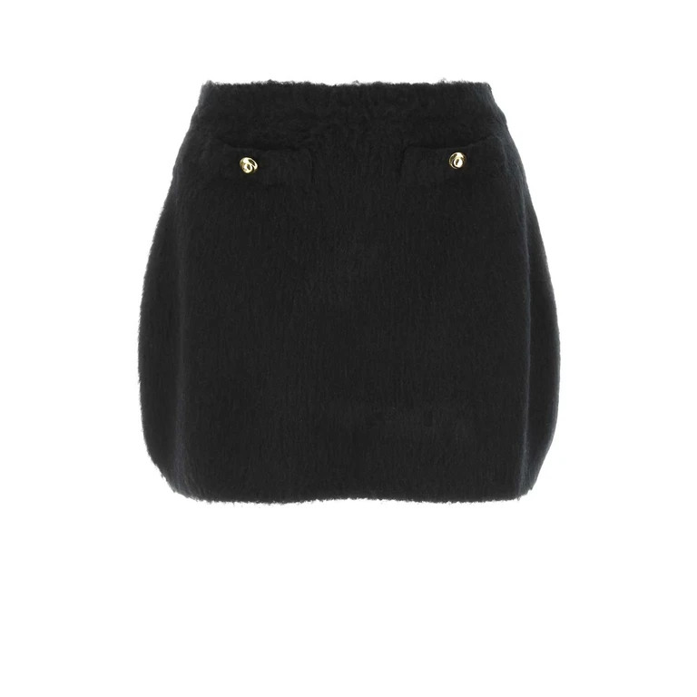 Miu Miu Black Stretch Wool Blend Mini Skirt Eapawv Gonne - Women