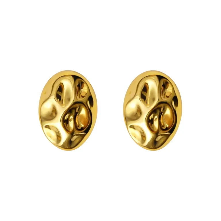 Oval Stud Earrings in 18k Gold-Plated Bronze (FT26EA21GOLD18K)