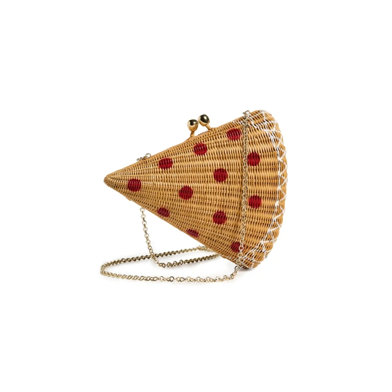 Serpui Wicker Pizza Clutch Lt Honey One Size
