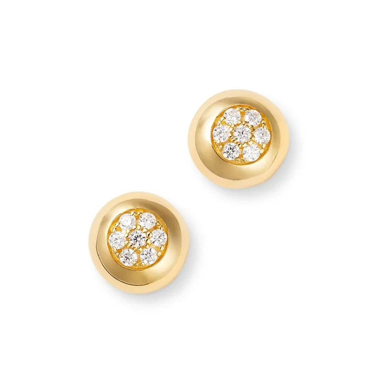 Diamond Pave Stud Earrings in 14K Yellow Gold, 0.25 tcw