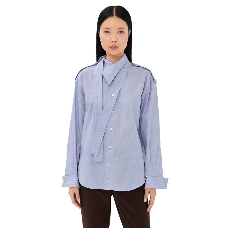 Meryll Rogge Deconstructed Shirt Pale Blue/Red XS