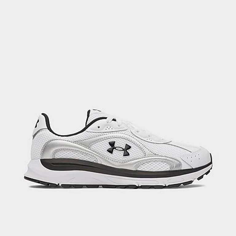Under Armour Men's Tech Runner Casual Shoes in White/Metallic Silver/Black Size: 7.5