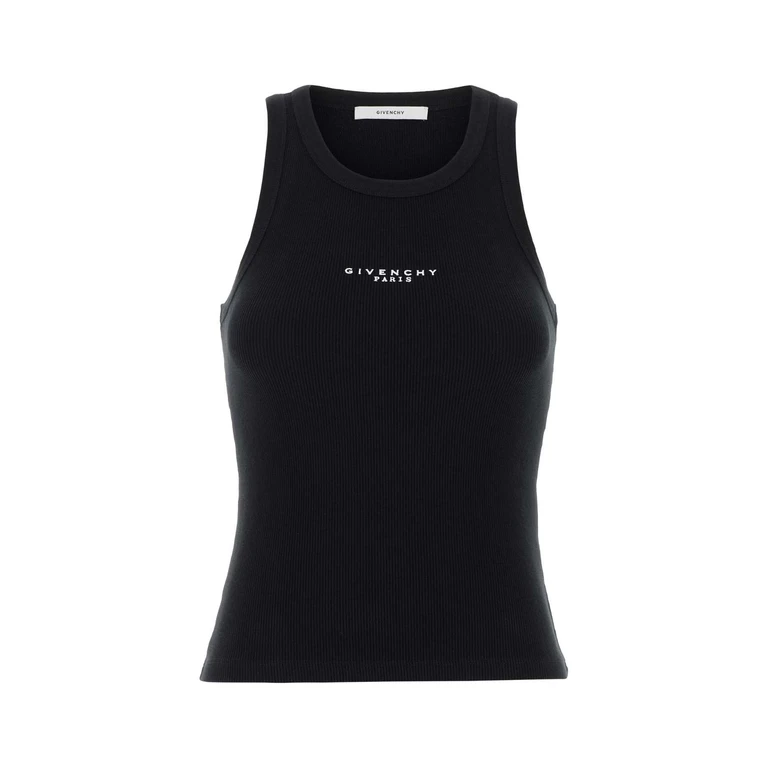 Givenchy Black Stretch Cotton Tank Top Exterior: Elastane Maglie - Women