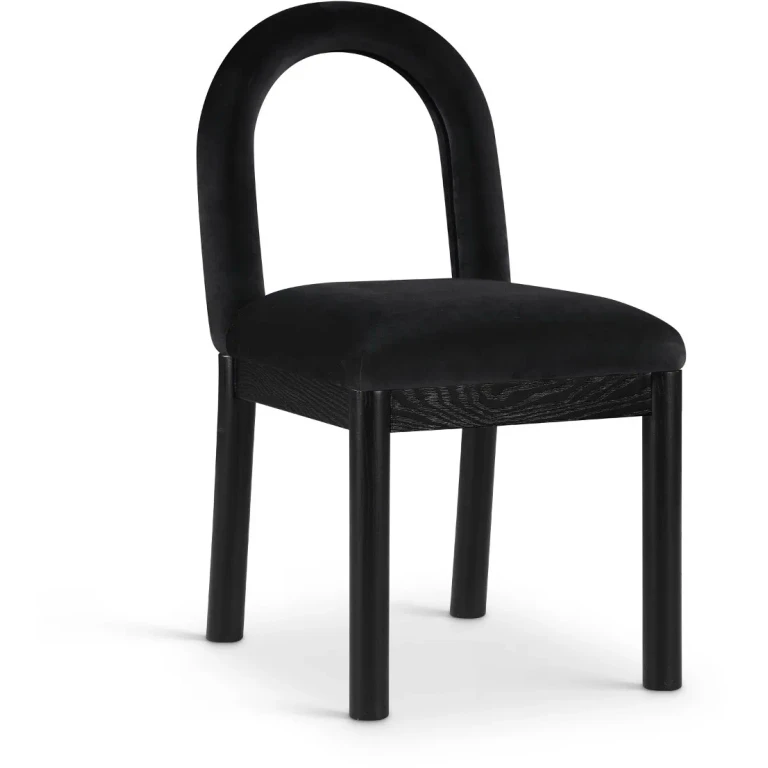 Conrad Black Velvet Upholstered Dining Chair