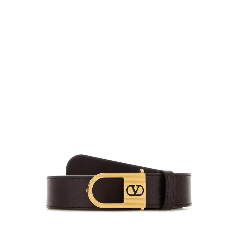 Valentino Garavani Chocolate Leather Vlogo Signature Belt Oakbrownnero Cinture - Women