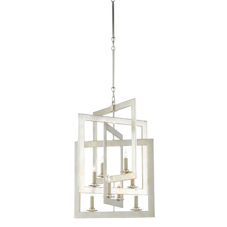 Contemporary Silver Leaf Eight Light Chandelier from the Middleton Collection