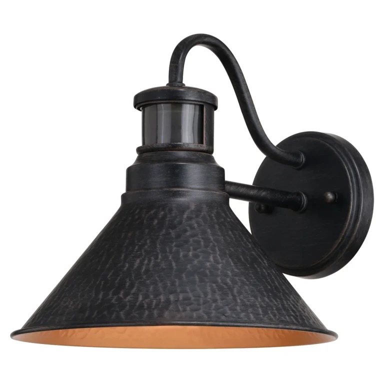 Aged Iron and Light Gold One Light Outdoor Motion Sensor Wall Mount from the Outland Collection