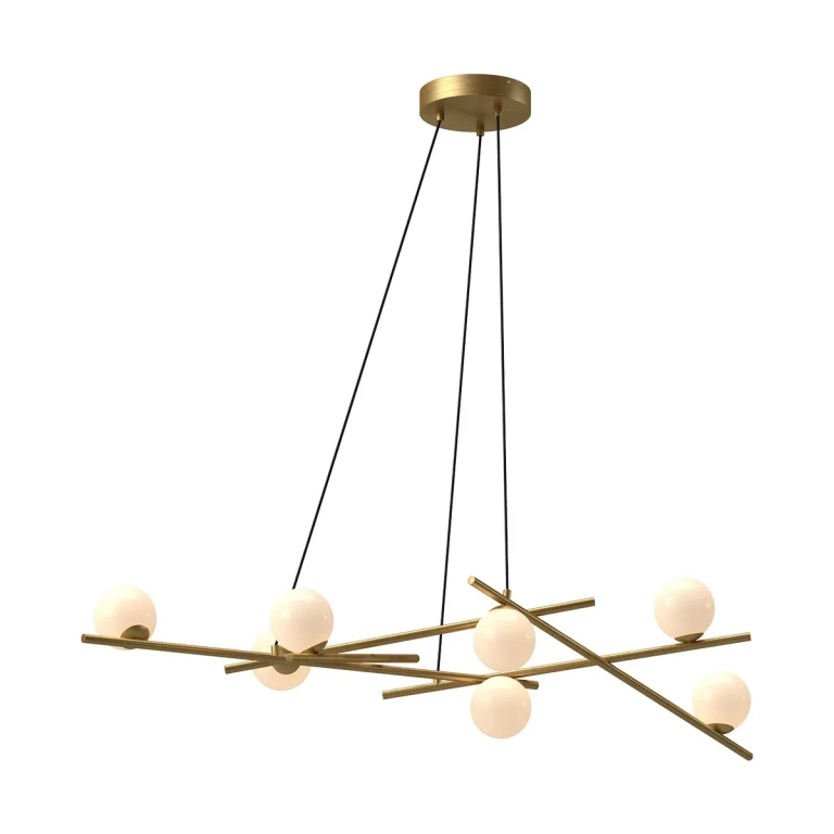 Brushed Gold Glossy Opal Glass LED Chandelier from the Amara Collection