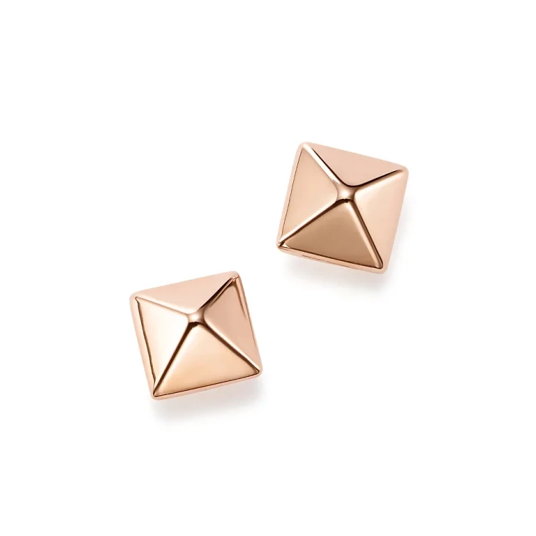 14K Rose Gold Small Pyramid Post Earrings