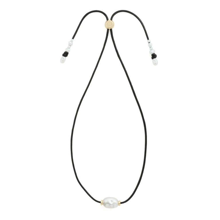 BaubleBar Antonia Pearl Necklace Black One Size