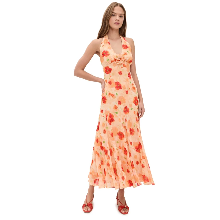 ASTR the Label Yasmeen Dress Orange Floral M