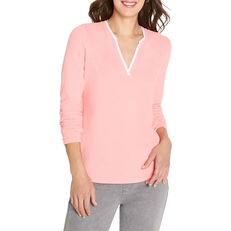 Layered Look Split Neck Top