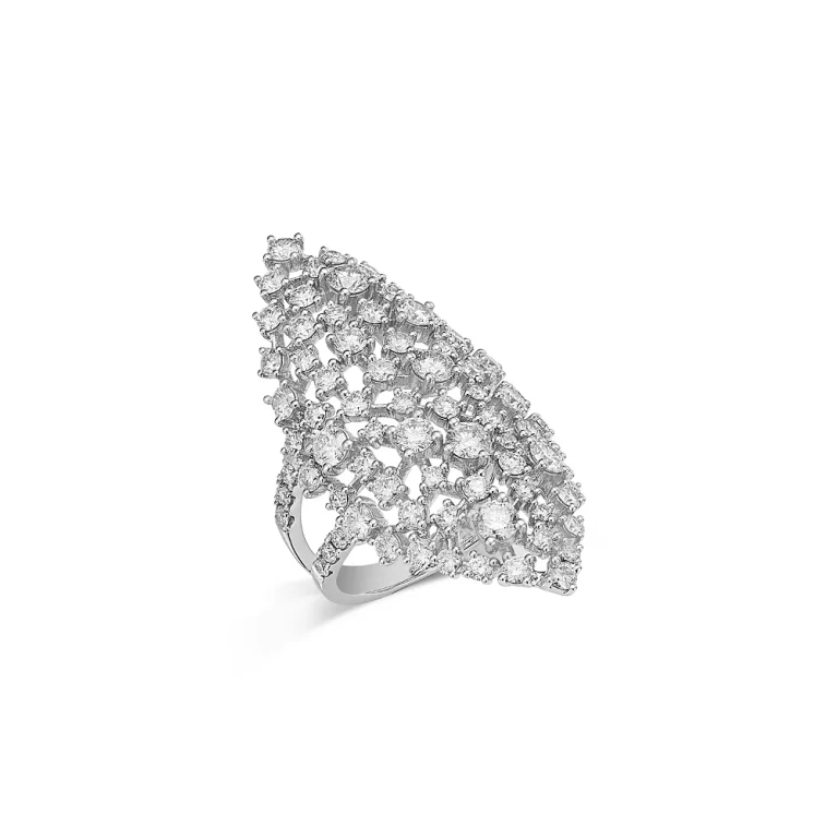 14K White Gold Diamond Statement Ring, 3.5 tcw