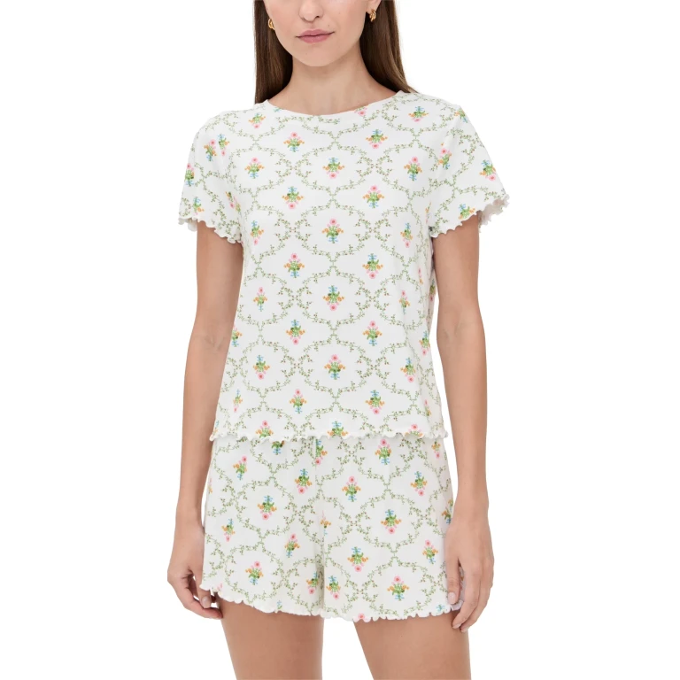 Hill House Home The Nina Short Pajama Set Blue Botanical XS