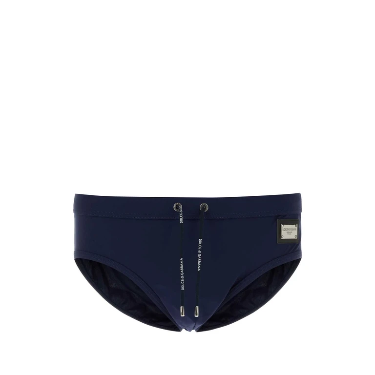 Dolce & Gabbana Navy Blue Stretch Nylon Swimming Brief Bluscurissimo1 Costumi Da Bagno - Men