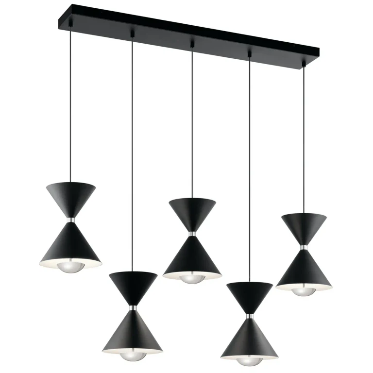 Kordan 5-Light Contemporary Chandelier in Matte Black