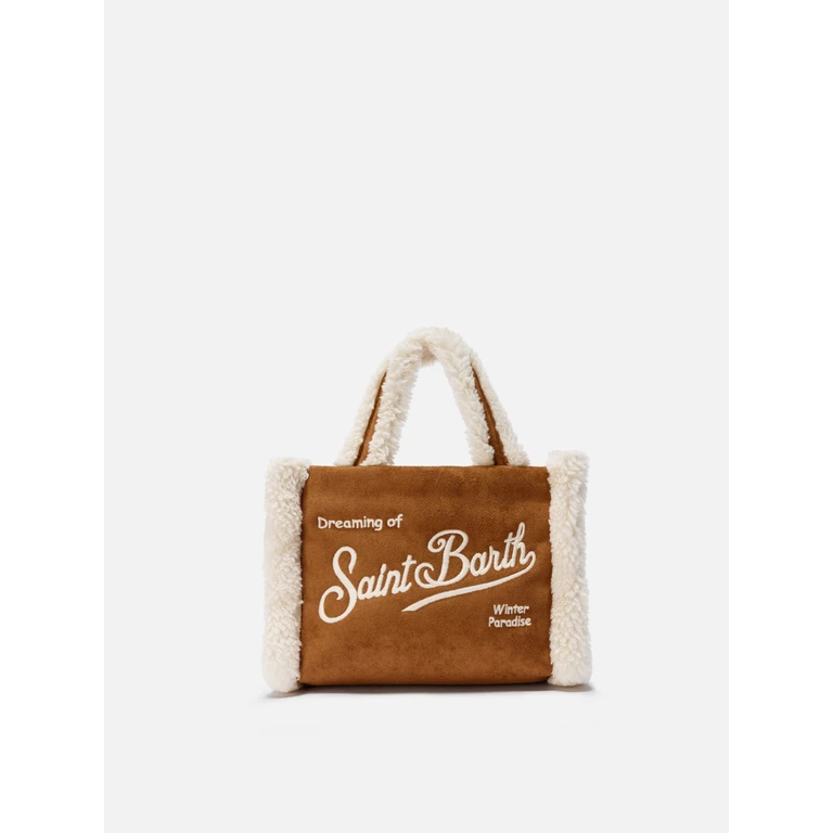 Mc2 Saint Barth Vanity Mini Shearling Soft Handbag Camel Brown Bag - Unisex