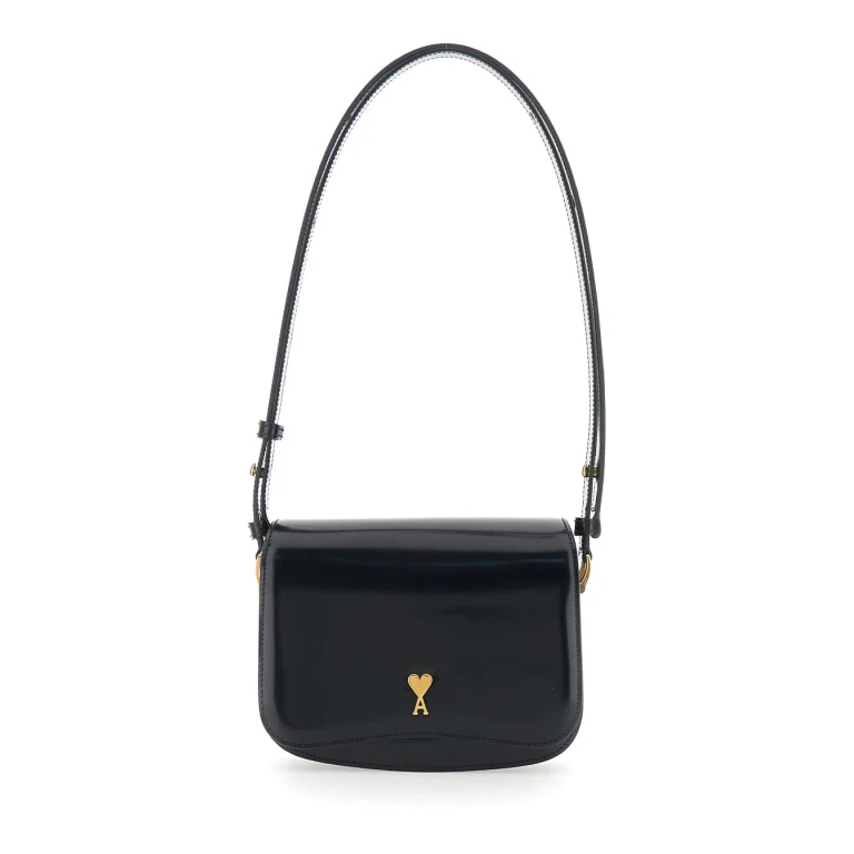Leather Shoulder Bag With Metal Logo On The Front