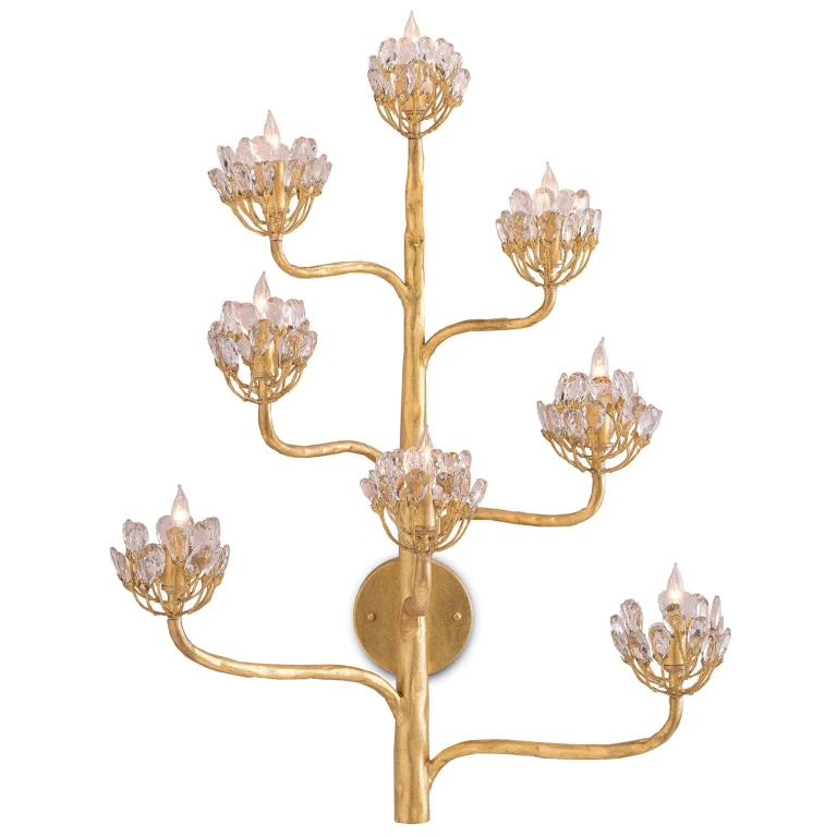 Dark Contemporary Gold Leaf Eight Light Wall Sconce from the Marjorie Skouras Collection
