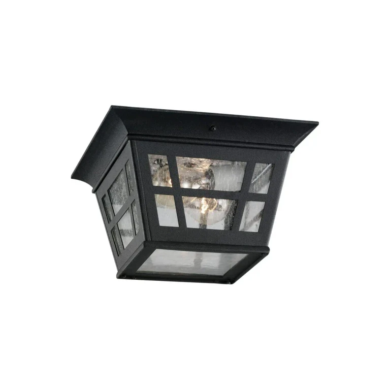 Black Two Light Outdoor Flush Mount from the Herrington Collection