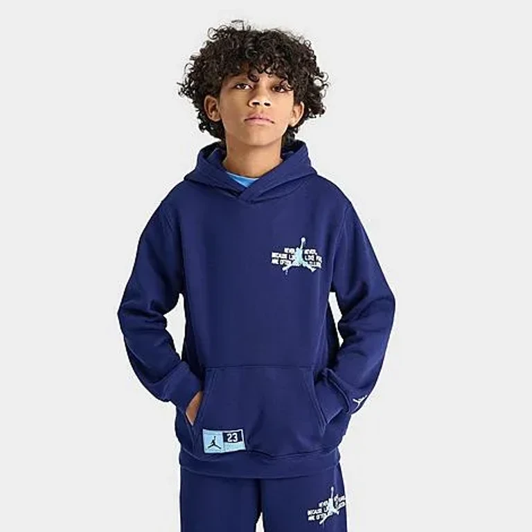 Jordan Kids Jumpman Stamp Pullover Hoodie in Blue Void Size: Small