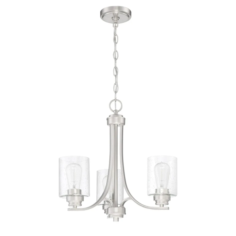Brushed Polished Nickel Three Light Chandelier from the Bolden Collection