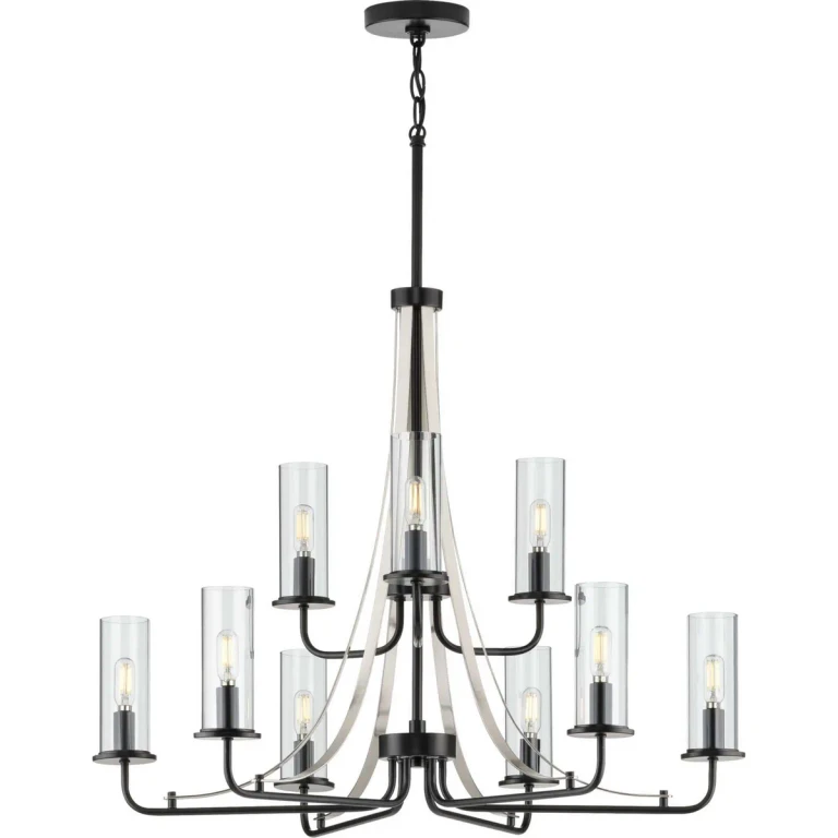 Black Nine Light Chandelier from the Riley Collection