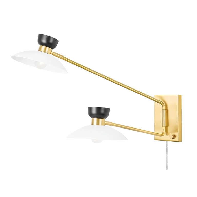 Aged Brass Two Light Wall Sconce from the Whitley Collection