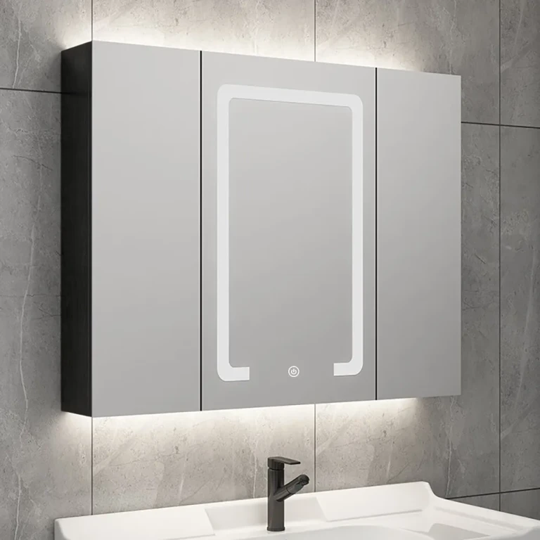 32" Modern Wall-mounted LED Lighted Bathroom Medicine Cabinet Vanity Mirror with Storage