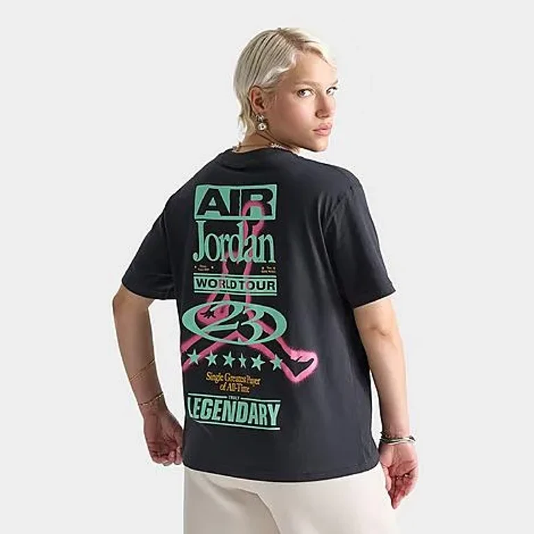 Jordan Women's Air World Tour Girlfriend T-Shirt in Off Noir Size: XS