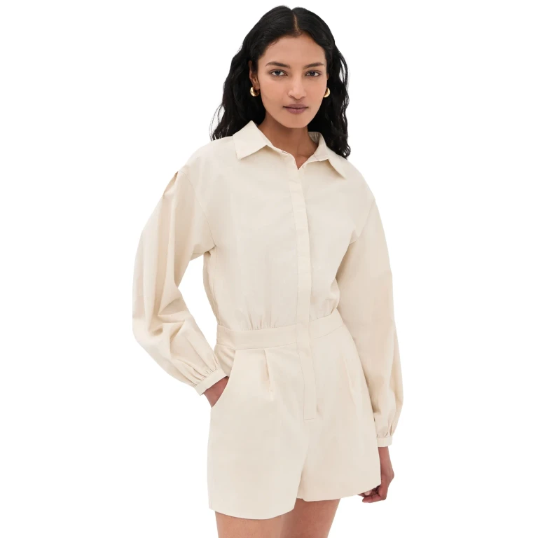 Line & Dot Nettie Romper Ecru M