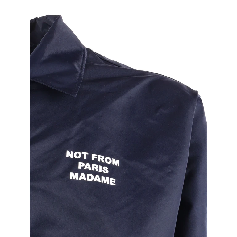 DRÔLE DE MONSIEUR Blue Jacket with Slogan on Front and Back in Tech Fabric for Men Blu Nylon Outerwear - Men