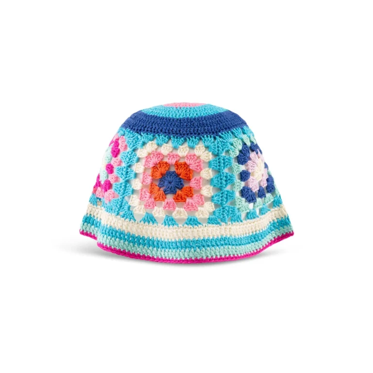 MC2 Saint Barth Crochet Cloche Hat On Light Blue Background
