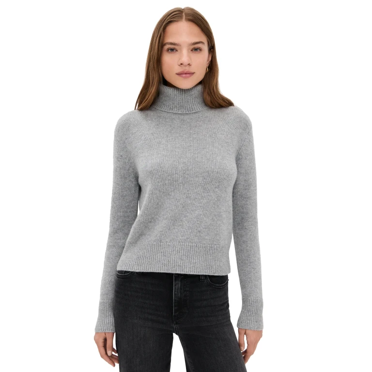 FRAME Cashmere Turtleneck Sweater Heather Grey XL