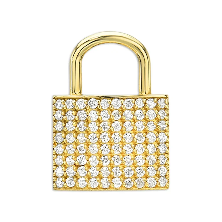 Zoe Lev 14K Yellow Gold Diamond Pave Padlock Charm Pendant